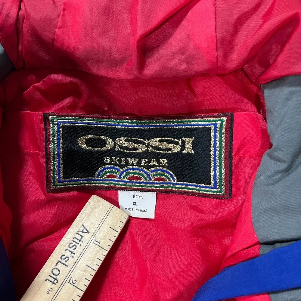 Vintage Ossi Skiwear One Piece Ski Suit Boys Sz XL Snow Suit Snowboard Retro